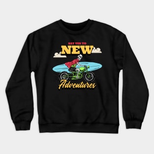 Skeleton Surfer Adventure Surf Surfing Surfboard Summer Beach Crewneck Sweatshirt